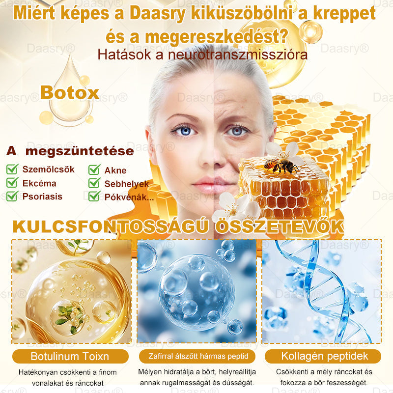 HOUKEA® Méhméreg Kezelő Krém, méhméreg peptidekkel, botulinum toxinnal, hialuronsavval és kollagénnel💧. Hatékonyan küzd a ráncok, finom vonalak, megereszkedés, terhességi csíkok és sötét foltok ellen — feszesítés, emelés és kiemelkedő eredmények!