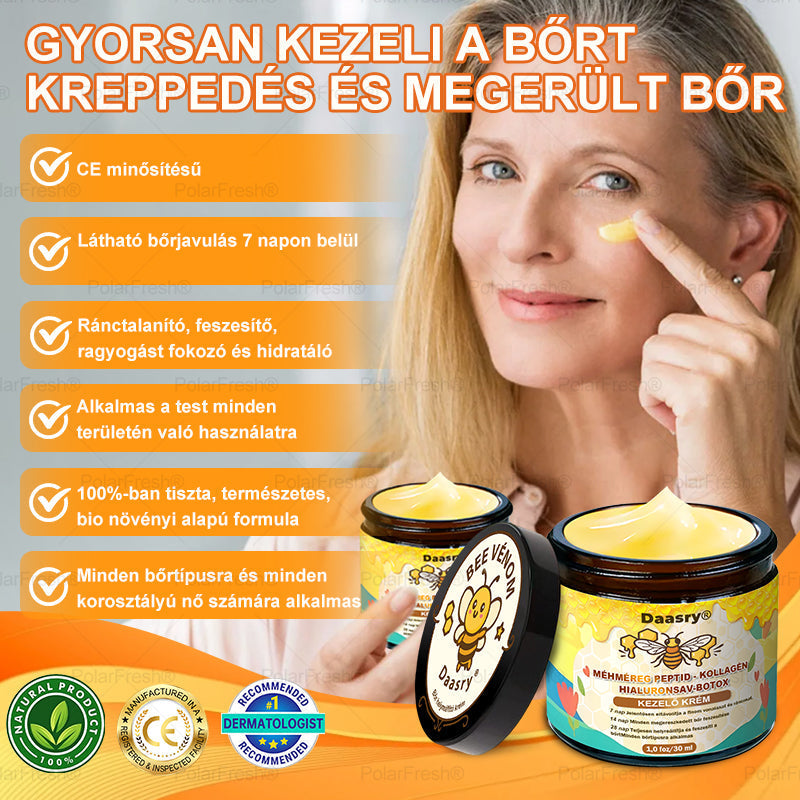 HOUKEA® Méhméreg Kezelő Krém, méhméreg peptidekkel, botulinum toxinnal, hialuronsavval és kollagénnel💧. Hatékonyan küzd a ráncok, finom vonalak, megereszkedés, terhességi csíkok és sötét foltok ellen — feszesítés, emelés és kiemelkedő eredmények!