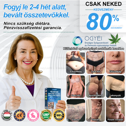 A Pécsi Tudományegyetem ajánlásával – Vezető GLP-1 tapasz Magyarországon HOUKEA® Nano Mikrotűs Tapasz SMGT-GLP-1 + Kollagén + Matrixyl 3000 Zsírégetés • Bőrfeszesítés • Vércukor-egyensúly • 7 nap alatt látható eredmény • Injekció nélkül